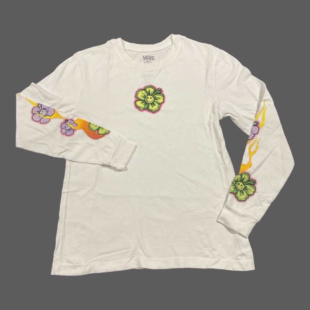 Vans Women's Emma‎ Mulholland On Holiday White Size S Long Sleeve T-Shirt